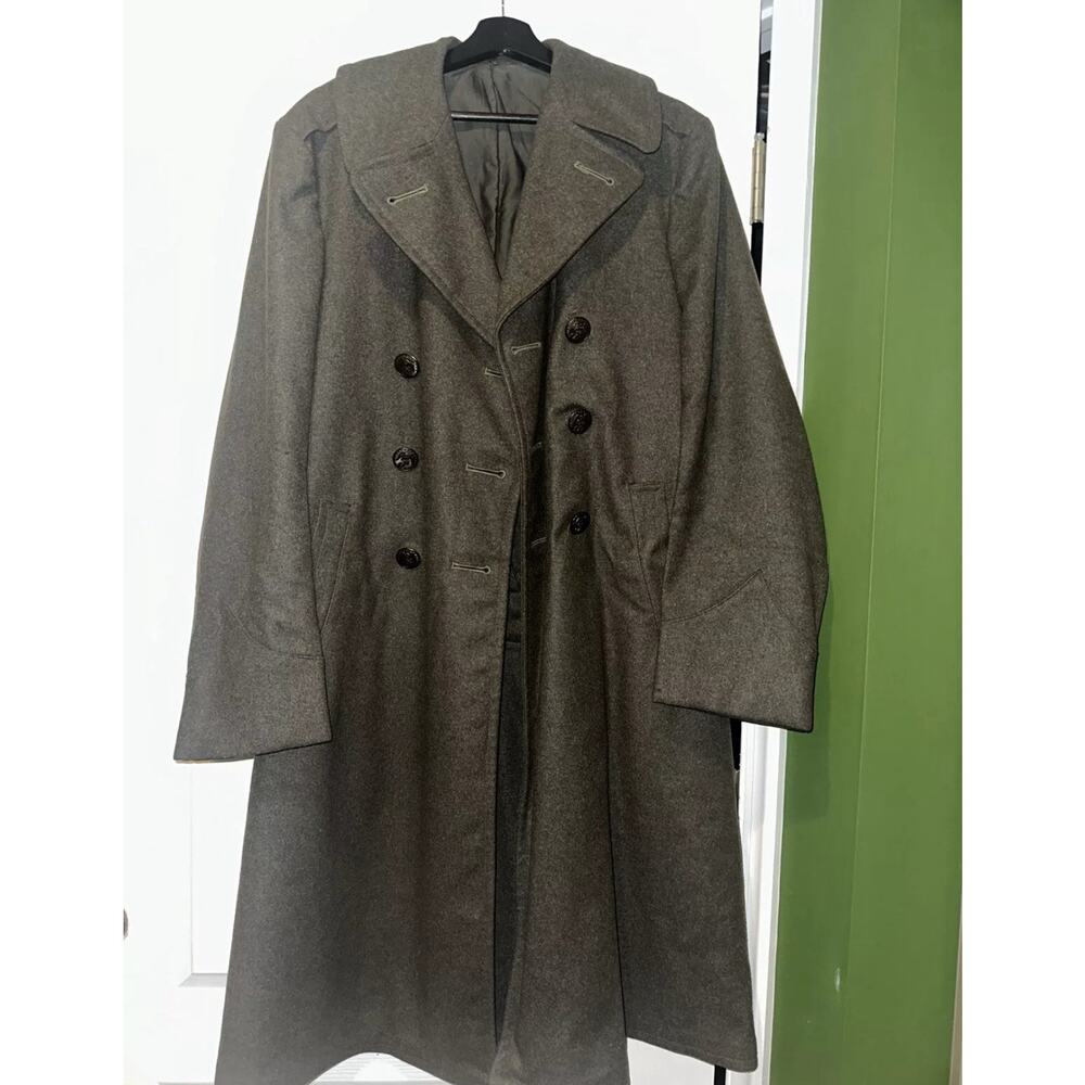 Vintage 1940's WW2 French Military Wool Overcoat - M